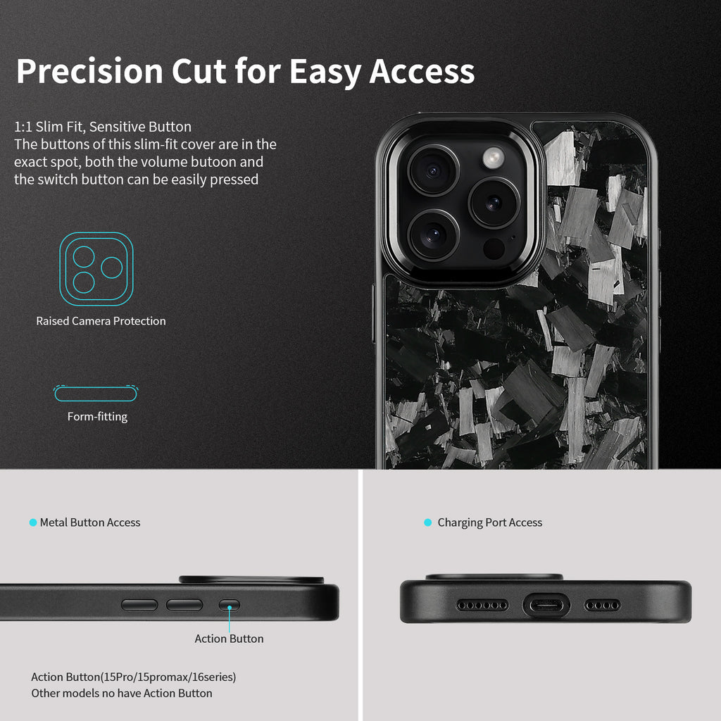 (Updated Metal lens /Frame) Real Big Forged Carbon Fiber Magsafe Case for iPhone 17 16 15 14 13 12 Pro Max