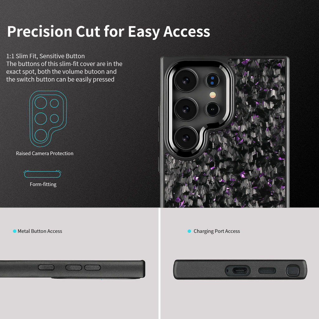 (Updated Metal lens /Frame) Real Small Forged Carbon Fiber Magsafe Case for Samsung Galaxy S26 S25 S24 S23 Ultra