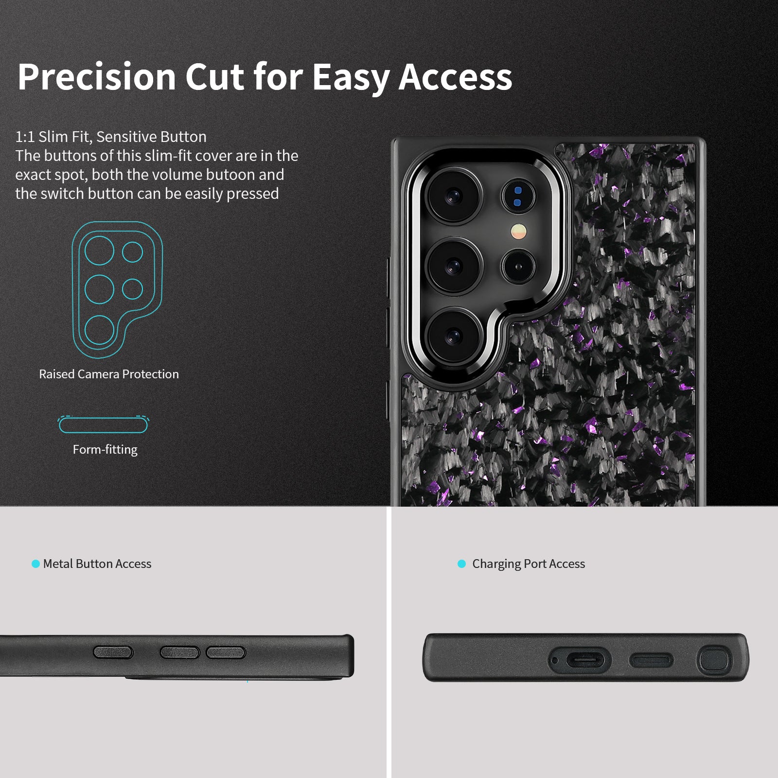 (Updated Metal lens /Frame) Real Small Forged Carbon Fiber Magsafe Case for Samsung Galaxy S26 S25 S24 S23 Ultra