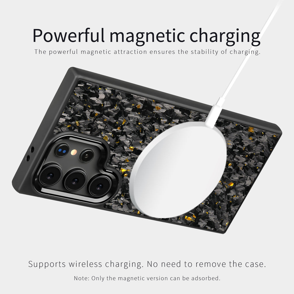 (Updated Metal lens /Frame) Real Small Forged Carbon Fiber Magsafe Case for Samsung Galaxy S26 S25 S24 S23 Ultra