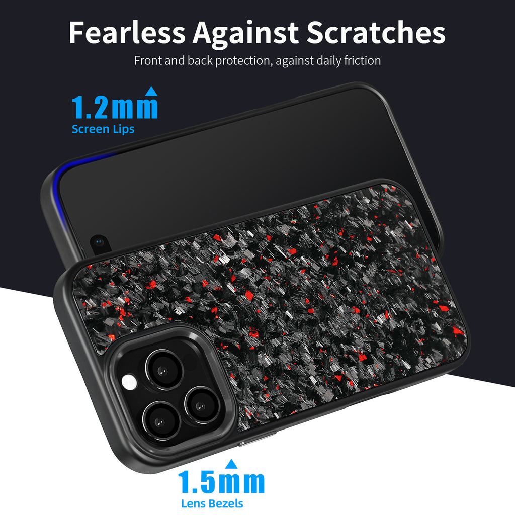(Updated Metal lens /Frame) Real Small Forged Carbon Fiber Magsafe Case for iPhone 17 16 15 14 13 12 Pro Max