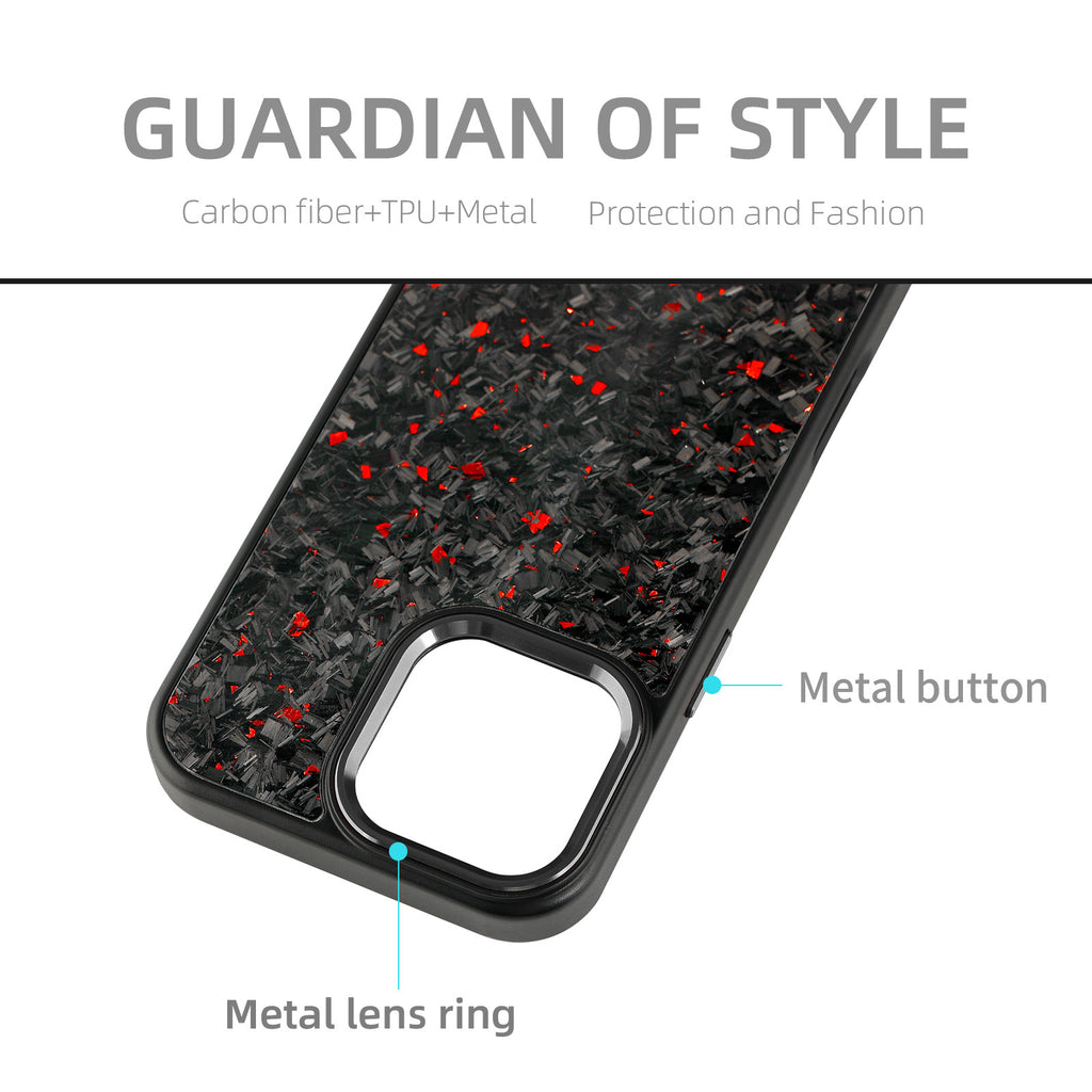 (Updated Metal lens /Frame) Real Small Forged Carbon Fiber Magsafe Case for iPhone 17 16 15 14 13 12 Pro Max