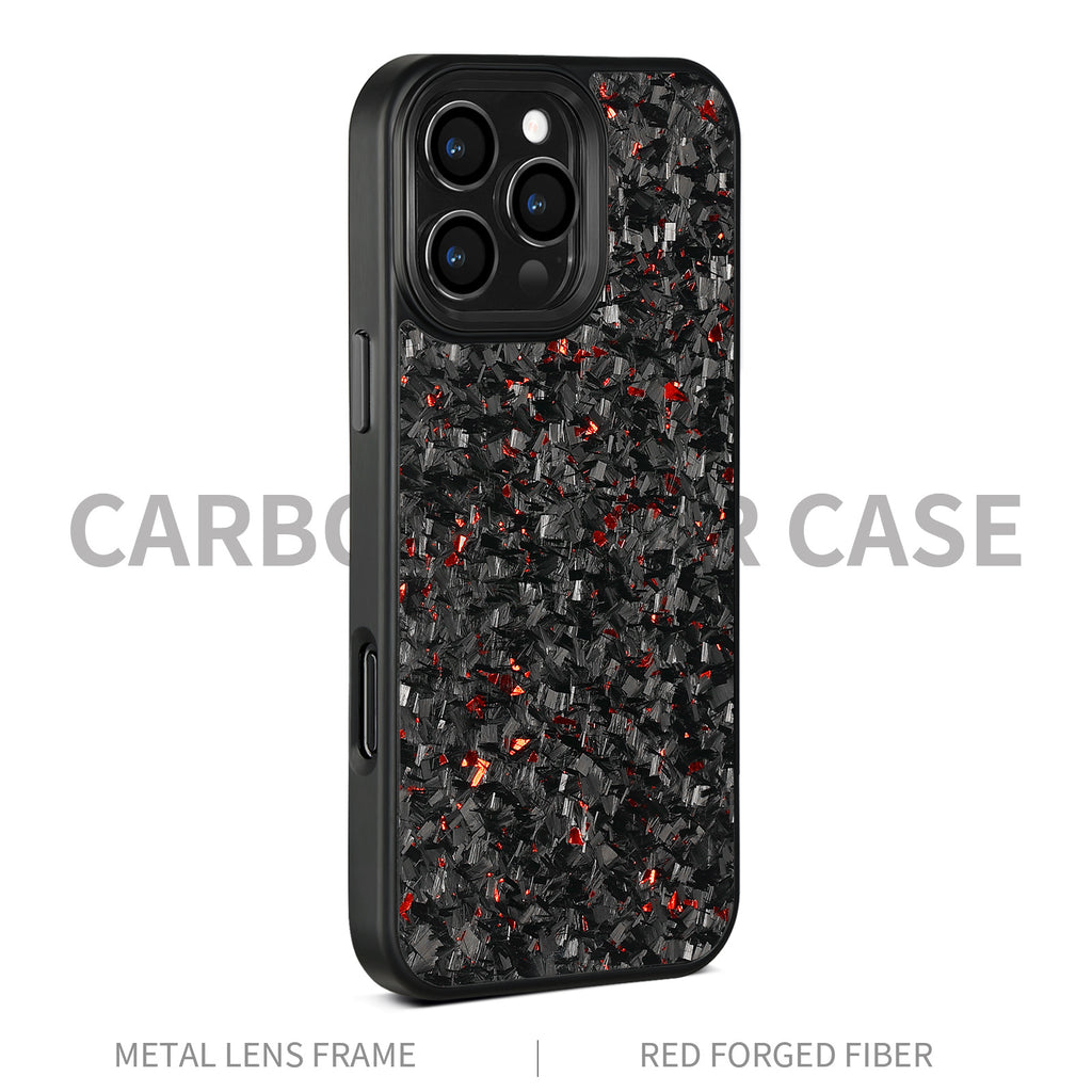 (Updated Metal lens /Frame) Real Small Forged Carbon Fiber Magsafe Case for iPhone 17 16 15 14 13 12 Pro Max