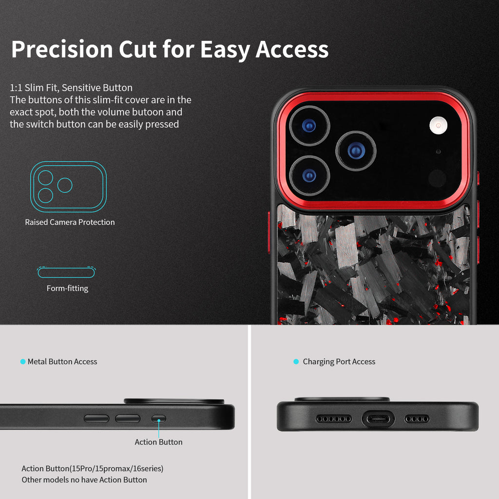 Real Big Forged Carbon Fiber Magsafe Case for iPhone 17 16 15 14 13 12 Pro Max