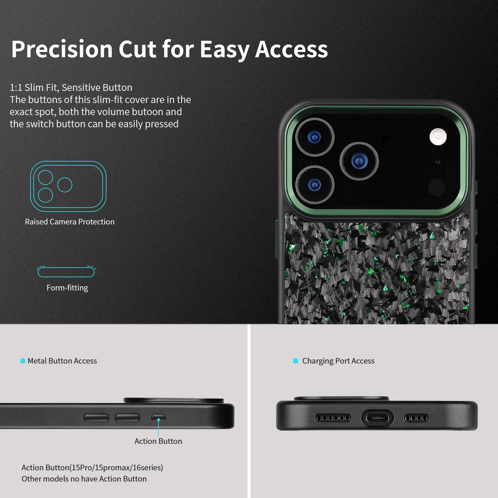 Real Small Forged Carbon Fiber Magsafe Case for iPhone 17 16 15 14 13 12 Pro Max